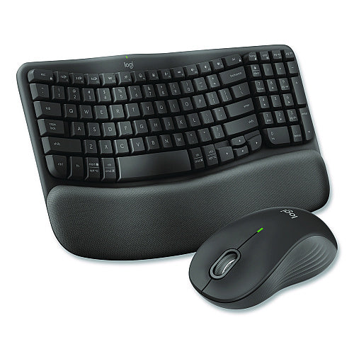 Logitech Wave MK670 Wireless Ergonomic Keyboard and Signature M550L Mouse Combo, 2.4 GHz, Frequency/33 ft Wireless Range, Graphite (920-012059)