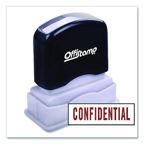 Offistamp Pre-Inked Message Stamp, CONFIDENTIAL, 1.63" x 0.38", Red Ink (034500)