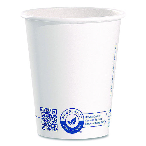 SOLO Recycled Content PCF Paper Hot Cups, ProPlanet Seal, 10 oz, White, 50/Pack (SCC370RCPLANEPK)