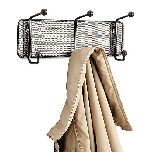 Safco Onyx Mesh Wall Racks, 3 Hook, 14.75w x 3d x 5.5h, Black (SAF6402BL)