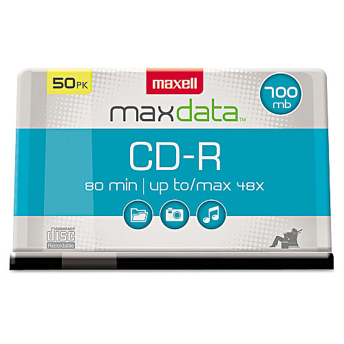 Maxell CD-R Discs, 700 MB/80 min, 48x, Spindle, Silver, 50/Pack (MAX648250)