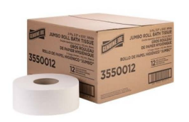 Jumbo Core Roll, Continuous Sheet Roll - 2 Ply, White, (12 Pack)