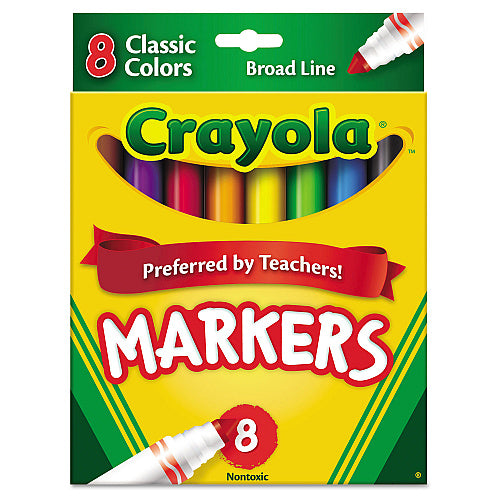 Crayola Non-Washable Marker, Broad Bullet Tip, Assorted Classic Colors, 8/Pack (CYO587708)