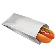 BAGCRAFT Foil Single-Serve Bags, Unlabeled Hot Dog, 3.5" x 1.5" x 8.5", Silver, 1,000/Carton 1000/CS (BGC300456)