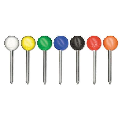 Advantus Map Tacks, Plastic, Assorted, 0.38", 100/Box (GEMMTA)