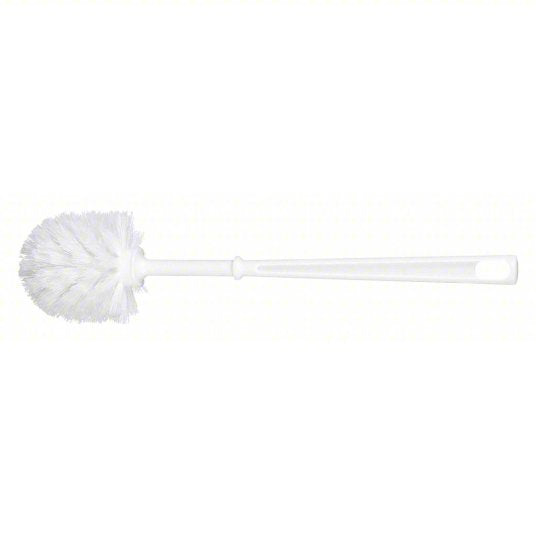 Correctional Toilet Brush: Plastic, White, 3 in Brush Lg, Plastic Handle, 12 in Handle Lg (1NFG8)