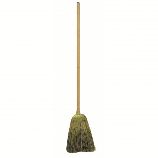 Corn Broom: 12 in Sweep Face, Medium/Stiff Combo, Natural, Tan Bristle, 17 in Bristle Lg (1VAC3)