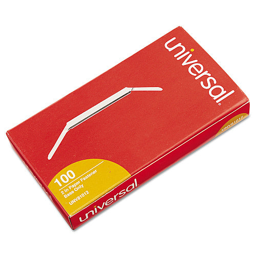 Universal Two-Piece Two-Prong Paper Fastener Bases, 2" Capacity, 2.75" Center to Center, Silver, 100/Box (UNV81012)