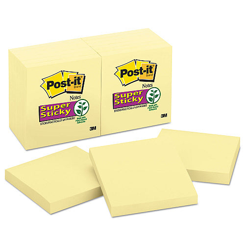 Post-it Pads in Canary Yellow, 3" x 3", 90 Sheets/Pad, 12 Pads/Pack (MMM65412SSCY)