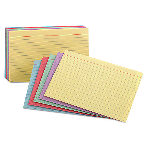 Oxford Ruled Index Cards, 3 x 5, Blue/Violet/Canary/Green/Cherry, 100/Pack (OXF40280)