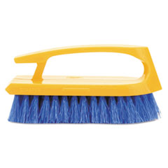 RUBBERMAID Iron-Shaped Handle Scrub Brush, Blue Polypropylene Bristles, 6" Brush, 6" Yellow Plastic Handle 6/CS (RCP6482COB)