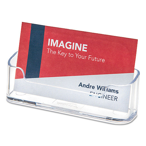 Deflecto Horizontal Business Card Holder, Holds 50 Cards, 3.88 x 1.38 x 1.81, Plastic, Clear (DEF70101)