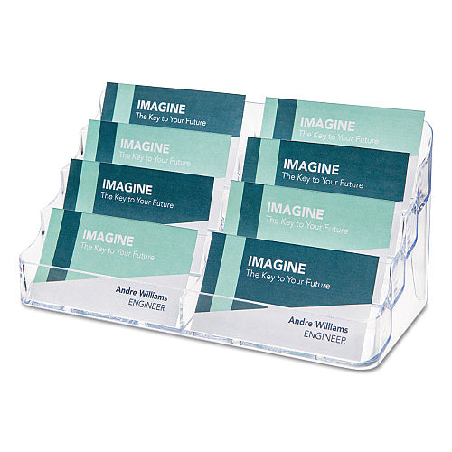 Deflecto 8-Pocket Business Card Holder, Holds 400 Cards, 7.78 x 3.5 x 3.38, Plastic, Clear (DEF70801)