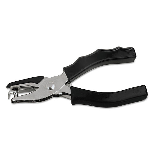 Universal Eight-Sheet Handheld One-Hole Punch, 1/4" Holes, Metal with Rubber Grip, Black (UNV74321)
