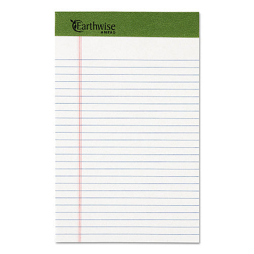 Earthwise by Ampad Recycled Writing Pad, Narrow Rule, Politex Green Headband, 50 White 5 x 8 Sheets, Dozen (20-152R)
