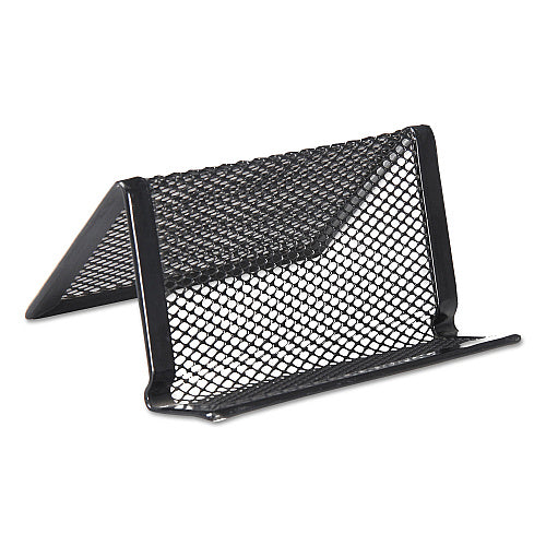 Universal Mesh Metal Business Card Holder, Holds 50 2.25 x 4 Cards, 3.78 x 3.38 x 2.13, Black (UNV20005)