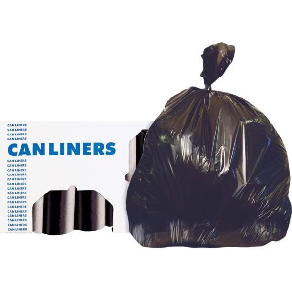 Heritage AccuFit Linear Low-Density Can Liners, 23 gal, 0.9 mil, 28 x 45 in, Black, 25 Bags/Roll, 8 Rolls/Carton (H5645TKR01)