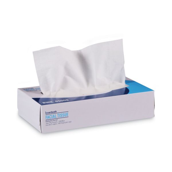 Facial Tissue, 2-Ply, White, Flat Box, 100 Sheets/Box, 30 Boxes/Carton