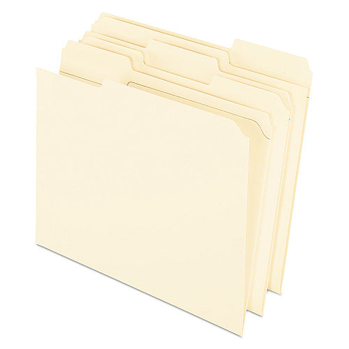 Pendaflex Reinforced Top File Folders, 1/3-Cut Tabs: Assorted Positions, Letter Size, Manila, 100/Box (PFXR75213)