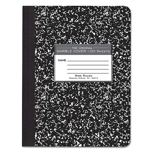 Roaring Spring Marble Cover Composition Book, Wide/Legal Rule, Black Marble Cover, (100) 9.75 x 7.5 Sheets (ROA77230-3PK)