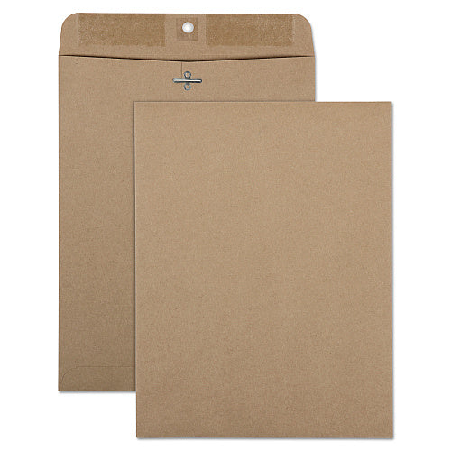 Quality Park Recycled Brown Kraft Clasp Envelope, #90, Square Flap, Clasp/Gummed Closure, 9 x 12, Brown Kraft, 100/Box (QUA38711)