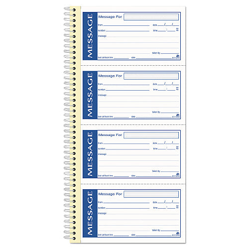 Adams Write 'n Stick Phone Message Book, Two-Part Carbonless, 4.75 x 2.75, 4 Forms/Sheet, 200 Forms Total (ABFSC1153WS)