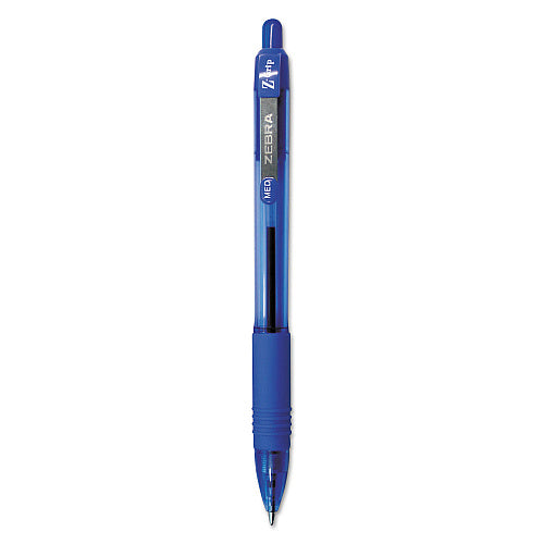 Zebra Z-Grip Ballpoint Pen, Retractable, Medium 1 mm, Blue Ink, Translucent Blue/Blue Barrel, 12/Pack (ZEB22220)