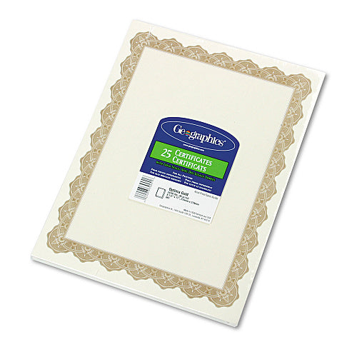 Geographics Parchment Paper Certificates, 8.5 x 11, Optima Gold with White Border, 25/Pack (Geographics Parchment Paper Certificates, 8.5 x 11, Optima Gold with White Border, 25/Pack (GEO39451)