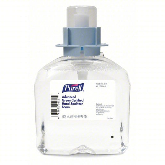 PURELL Hand Sanitizer: Foam, Cartridge, 1,200 mL, Requires Dispenser, Fragrance Free, Clear, 4 PK (56JM47)