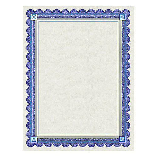 Southworth Parchment Certificates, Academic, 8.5 x 11, Ivory with Blue/Silver Foil Border, 15/Pack (SPRS915128)