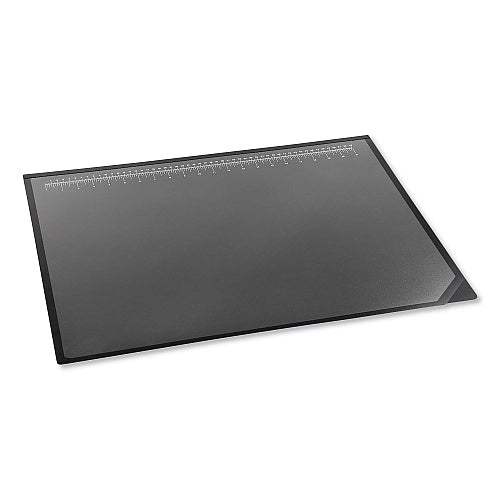 Artistic Desk Pad with Transparent Lift-Top Overlay and Antimicrobial Protection, 24" x 19", Black Pad, Transparent Frost Overlay (AOP41100S)