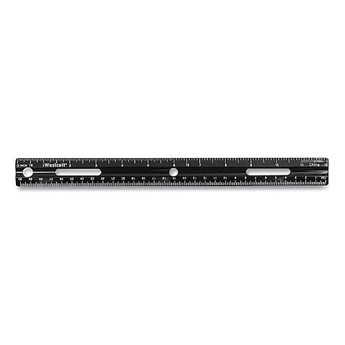 Westcott KleenEarth Recycled Ruler, Standard/Metric, 12" Long, Plastic, Black (41015)