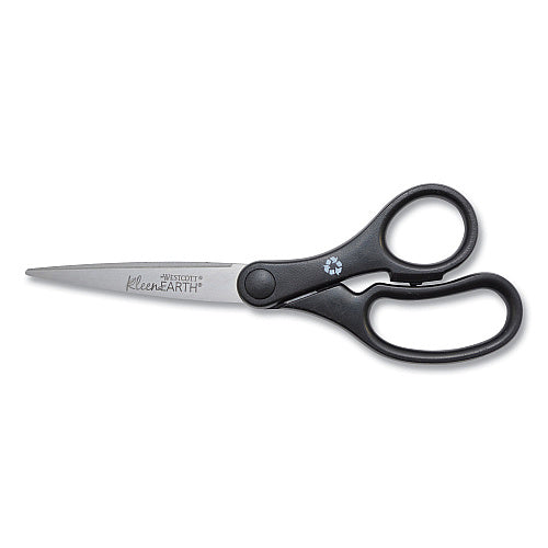 Westcott KleenEarth Basic Plastic Handle Scissors, 7" Long, 2.8" Cut Length, Straight Black Handle (15582)