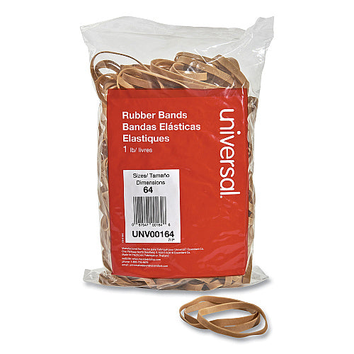 Universal Rubber Bands, Size 64, 0.04" Gauge, Beige, 1 lb Bag, 320/Pack (UNV00164)