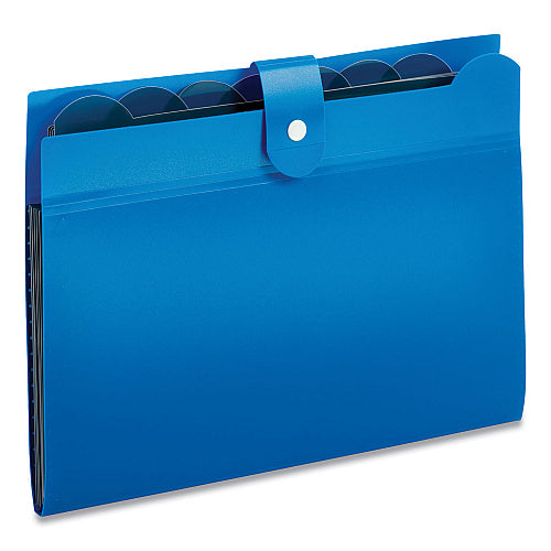Pendaflex Seven-Pocket Expanding File, 1" Expansion, 7 Sections, Snap Closure, 1/7-Cut Tabs, Letter Size, Blue (GLW89551BLU)