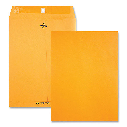 Quality Park Clasp Envelope, 28 lb Bond Weight Kraft, #97, Square Flap, Clasp/Gummed Closure, 10 x 13, Brown Kraft, 100/Box (QUA38197)