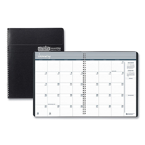 House of Doolittle 14-Month Recycled Ruled Monthly Planner, 8.75 x 6.78, Black Cover, 14-Month: Dec 2025 to Jan 2027 (HOD26802)