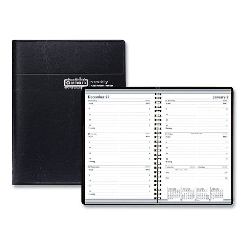 House of Doolittle Recycled Weekly Appointment Book, 8 x 5, Black Cover, 12-Month (Jan to Dec): 2026 (HOD27802)