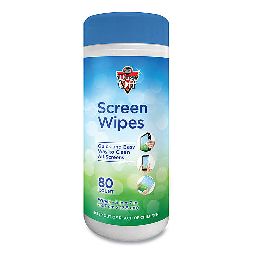 Dust-Off Premoistened Monitor Cleaning Wipes, Cloth, 5 x 7, Citrus, White, 80/Tub (FALDSCT)