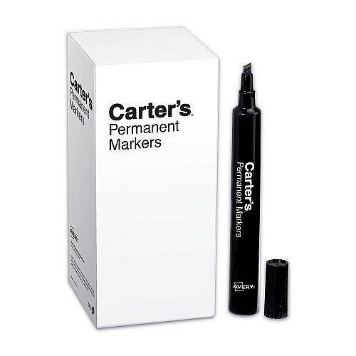 Carter's Large Desk Style Permanent Marker, Broad Chisel Tip, Black, Dozen (AVE27178)