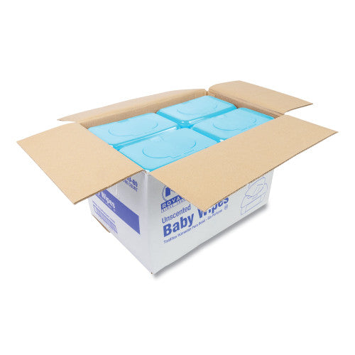 Baby Wipes Tub, Unscented, White, 80/Tub, 12 Tubs/Carton (RPBWU80)