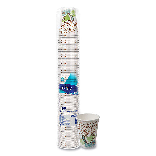 Dixie PerfecTouch Paper Hot Cups, 12 oz, Coffee Haze Design, 50/Pack (DXE5342CDPK)