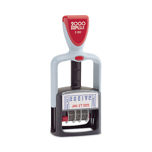2000 PLUS Model S 360 Two-Color Message Dater, 1.75 x 1, "Received", Self-Inking, Blue/Red (COS011034)