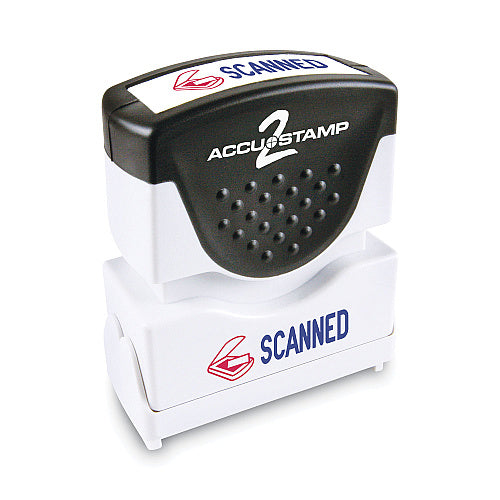 ACCUSTAMP Pre-Inked Shutter Stamp, Red/Blue, SCANNED, 1.63 x 0.5 (COS035606)