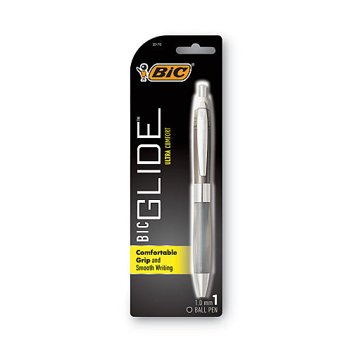 BIC GLIDE Bold Ballpoint Pen, Retractable, Bold 1.6 mm, Blue Ink, Translucent Blue Barrel, Dozen (BICVLGB11BE)