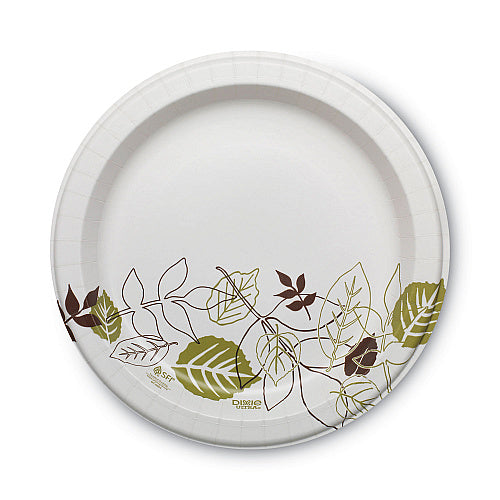 Dixie Pathways Soak Proof Shield Heavyweight Paper Plates, 10.13" dia, Green/Burgundy, 125/Pack (DXESXP10PATHPK)