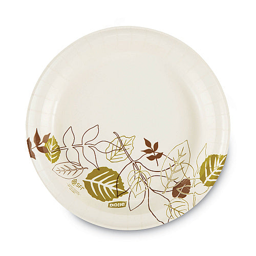 Dixie Pathways Soak-Proof Shield Mediumweight Paper Plates, WiseSize, 8.5" dia, Green/Burgundy, 125/Pack, (DXEUX9WS)