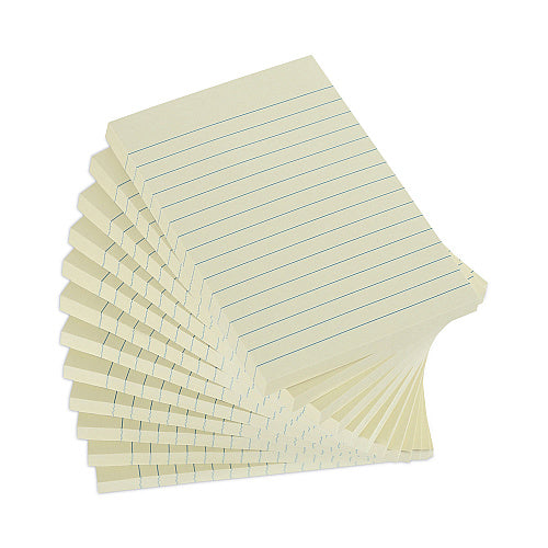 Universal Recycled Self-Stick Note Pads, Note Ruled, 4" x 6", Yellow, 100 Sheets/Pad, 5 Pads/Pack (UNV28073)