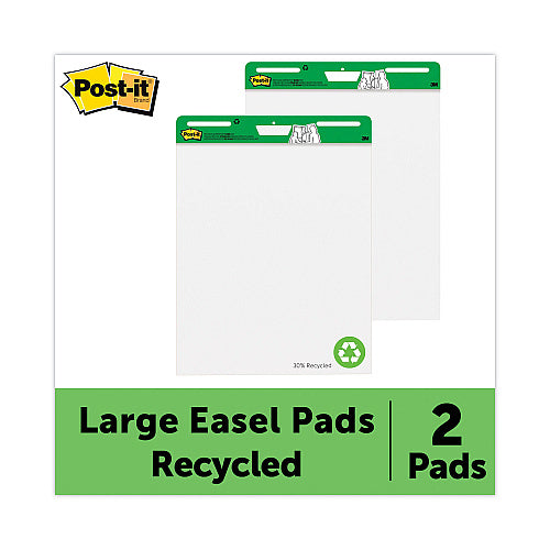 Post-it Vertical-Orientation Self-Stick Easel Pads, Green Headband, Unruled, 25 x 30, White, 30 Sheets, 2/Carton (MMM559RP)