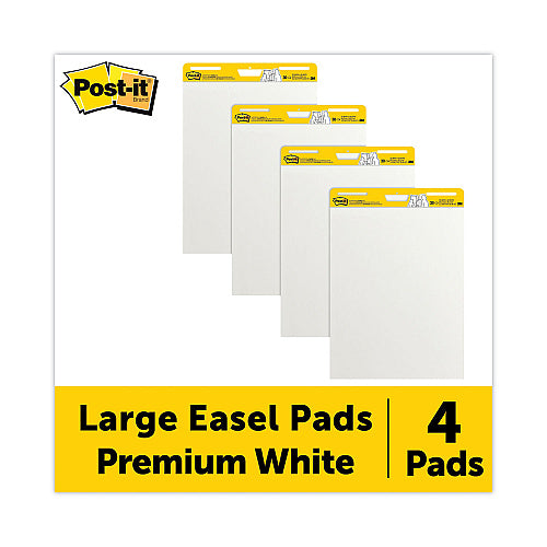 Post-it Vertical-Orientation Self-Stick Easel Pad Value Pack, Unruled, 25 x 30, White, 30 Sheets, 4/Carton (MMM559VAD)